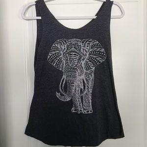 Gray Tank with Elephant Design